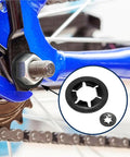 Internal Tooth Lock Washers Kit In 65Mn Steel with push on locking washers on a bicycle axle, close-up view.