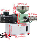 Heavy Duty Desktop Single Screw Plastic Extruder For Custom 3D Filament PEEK ABS PLA PETG TPU Material with dimensions displayed.