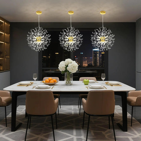 Gold Crystal Sputnik Chandelier Pendant Light 8 Light Firework Dandelion Design For Living Room Dining Room Bedroom Kitchen