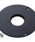 Game Changer Router Table Insert Plate featuring 1 1/4 inch opening, black durable material, includes screws for installation.