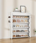Five Tier Shoe Rack With Cover Holds 20 To 24 Pairs Of Shoes, Large Vertical Shoe Organizer For Closet Front Door Dorm Or Garage White