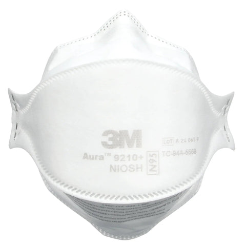 Aura N95 Particulate Respirator 9210 Plus Pack Of 20 Disposable Respirators Individually Wrapped NIOSH Approved Low Profile Fold Design