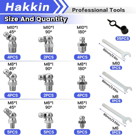 Pro Grade Stainless Steel Grease Zerk Fittings Kit 73 Piece M6 M8 Metric Set With 180 45 90 Degree Angles Caps And Wrench