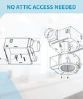 Ultra Quiet Ceiling Mounted Bathroom Exhaust Fan 50 CFM 1.0Sone DC Motor No Attic Access Needed Installation diagram