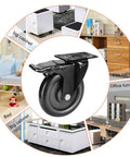 5 Inch Heavy Duty Caster Wheels No Noise Swivel Plate Casters With Brake Lock for heavy load furniture and equipment