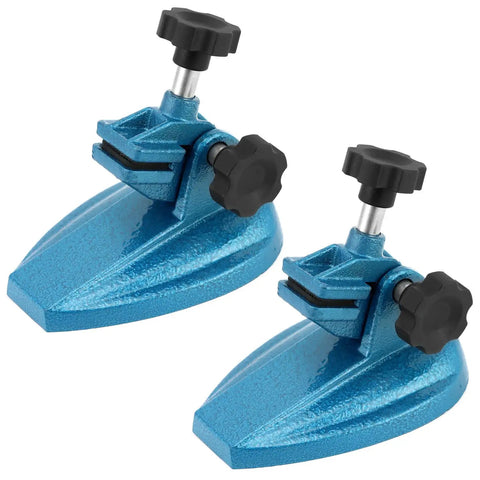 Double Non Slip Micrometer Stand With Painted Cast Iron Base, 2 Pack, side view showing durable clamp and anti slip pads