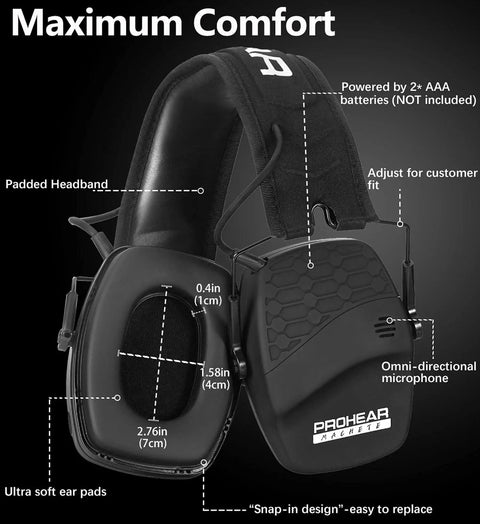 Bluetooth 5.4 Electronic Shooting Ear Protection Earmuffs With Noise Reduction And Sound Amplification For Gun Range And Hunting Built For Real Shooters And Hunters Comfortable Over Ear Hearing Protector