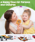 Parent and child using Kids Beginner Sewing Kit With Felt Crafts For Ages Six And Up, DIY Jungle Stuffed Animals Making Set