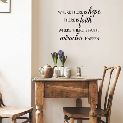 Inspiring Quotes Wall Decals Peel And Stick Vinyl Stickers For Living Room Bedroom Office And Bathroom Motivational Decor Large 12 To 14 Inch Panels To Elevate Any Space With Feel Good Vibes on white wall behind wooden table and chairs
