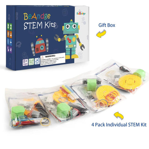 Four Pack Doodling Robot Kit For Kids Ages Eight To Twelve, bulk STEM toy with 4 individual kit bags and gift box
