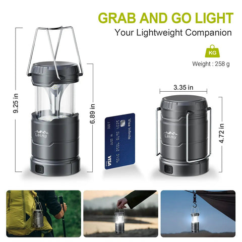 Ultra Bright LED Camping Lanterns 4 Pack For Power Outages With 3 Color Modes And Dimmable Battery Power, size comparison