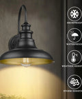 Outdoor Barn Light Fixtures 12.3 Inch Large Dome Farmhouse Wall Mount Sconces Exterior Lighting Lantern Lamps In Black