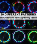 Rechargeable LED Bike Wheel Lights Spoke Lights Waterproof For Night Riding with 30 pattern spoke LEDs displayed in different colors