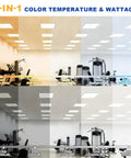 5 CCT options of 12 Pack 2x2 LED Flat Panel Light Kit With 6000LM For Drop Ceiling Installations, 15 20 25 30 40W selectable