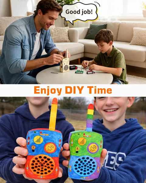 DIY Walkie Talkie Kit For Kids Age 8-14, Electronics Project Toy That Builds Problem Solving, Engineering Skills, And Creative Confidence, Super Fun Educational Building Kit Gift For Boys And Girls Ages 8 10 12 14