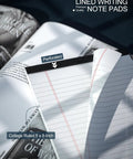 5x8 Legal Pads For Work And School, 80 GSM Paper, College Ruled Notepads, 30 Sheets Each, 6 Pack displayed on a desk