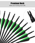 30 Inch Carbon Arrows 7 Pack With Removable Tips For Compound And Recurve Bows, black and green arrows with premium nocks