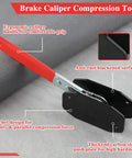 360 Degree Adjustable Brake Caliper Compression Tool with Piston Spreader showing rubber handle, anti-rust surface, side view.