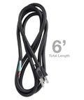 Six Foot 16 AWG Three Wire Appliance And Power Tool Cord With U Ground NEMA Five Fifteen 125 Volt AC Weather Resistant