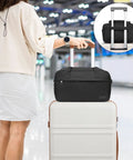 Underseat Carry On Duffle Bag 20L For Plane Travel, Gym, And Weekend Getaway shown atop luggage at airport