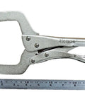 No Sweat Grip Locking C Clamp Pliers Set Of Four 11 Inch Swivel Jaw Welding Clamps with quick release trigger, drop forged steel.