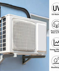 Outdoor AC unit with Three Layer Outdoor AC Pipe Insulation Wrap 72x10.2 Inches Weatherproof 600D Oxford exterior installed on wall