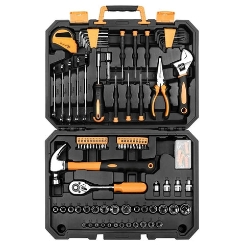 Beefy Auto Repair Tool Set For Home DIY In Plastic Storage Box With Screwdriver And Hammer All In One Hand Tool Kit For Car Maintenance