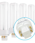 13W CFL Double Tube Light Bulb With G24Q-1 4-Pin Base, 4100K Cool White, 4-Pack, Direct Plug-In Replacement For G24Q-1 Sockets