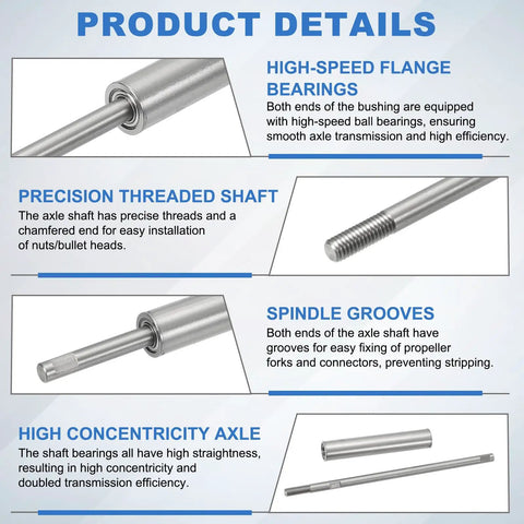 Product details of Drive Shaft With Propeller Universal Joint For RC Boat, showing stainless steel components and features.