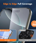 Iphone 16 Pro Max Screen Protector Kit 3 Pack Full Coverage Tempered Glass 9H Hardness Bubble Free Easy Install Frame Military Grade Shatterproof Drop Proof For 6.9 Inch Display