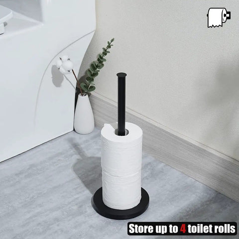 Matte Black Stainless Steel Toilet Paper Storage Stand That Holds 3 Rolls Thick Zero Point Eight Millimeter Frame Built Tough