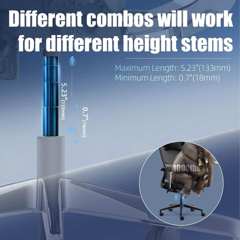 Diagram showing 4 Pack Office Chair Cylinder Clamp Replacement No Tools Needed Quick Fix For Sinking Chairs Up To 5 Inches Fits 28mm