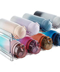 Totally Game Changer Stackable Water Bottle Organizer For Cabinet Storage, Clear Tumbler Holder For 32 Oz Bottles, clear plastic design.