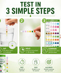 Top Tier Aquarium Water Test Strips 8 In 1 Fish Tank Chemistry Tester For Freshwater And Saltwater 60 Pack, usage demonstration with color chart.