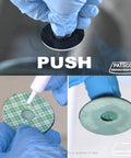 Windshield Repair Kit Resin Patch System 2 Pack No Tools Needed No Injector Required Fix Rock Chips And Small Cracks Fast Easy DIY Alternative Made In USA application process with gloved hands.