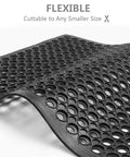 Grippy Non Slip Rubber Drainage Floor Mat With Holes 24x36 Anti Fatigue Cushion, shown flexible and cuttable