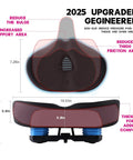 Dimensions and comfort features of the Noseless Bike Seat Cushion With Memory Foam And Ventilation For All Day Comfort