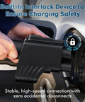 Plug And Go Tesla To Ccs And J1772 Charging Adapter With 250Kw Fast Current Smart Lock Switch connecting to an EV outlet.
