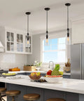 Glass Pendant Light For Kitchen Island With Modern Farmhouse Vibe Bottle Shaped Hanging Fixture 5 Inch Diameter 11.2 Inch Height