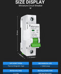 1 Pole 10A DC Circuit Breaker For 12V To 110V DC Systems With DIN Rail Mount Non Polar Protection And Arc Extinguishing Compact Safe Design Solid For Battery Power Solar PV And RV Setups, 81mm size