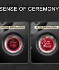 Before and after installation of Carbon Fiber Start Button Cover For Cars 25 To 26mm Universal Interior Ignition Button Trim Red Finish Protective Durable Push Start Stop Button Decoration Kit For A Slick Ride Upgrade And Button Shield