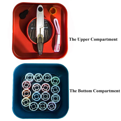 All-In-One Sewing Kit For Adults With Scissors, 16 Thread Colors, 30 Needles shown in open compartments