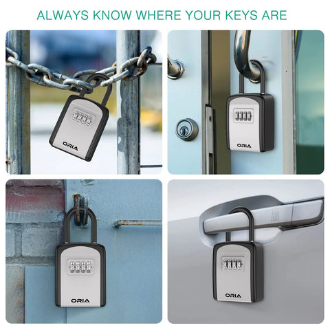 Key Safe Box For Home And Outdoors With 4 Digit Combination Locks, Waterproof Key Lock Box Holds Up To 5 Keys, Removable Shackle