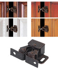 Double Roller Cabinet Lock Latch with Mounting Screws installed on various cupboard doors.