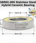 Stainless Steel Ceramic Hybrid Radial Bearing For Bike Hubs 15x28x7mm ABEC3 Precision Front And Rear Wheel Hub Bearings Low Friction Sealed 1Pc Built To Last