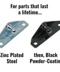 Heavy Duty 10mm Ball Stud Mounting Brackets Pack Of Four Built Tough As Nails With A Slick Black Powder Coat shown in zinc steel and black powder coat.