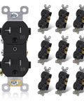 10-pack of glossy black 20 Amp 125V Duplex Receptacle with Tamper Resistant and Weather Resistant Design, Self Grounding