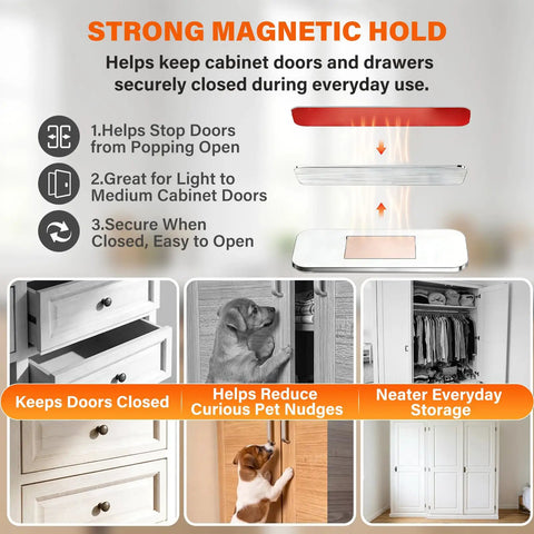Cabinet Magnets For Closure 10 Sets Magnetic Door Catches With 3M Adhesive No Drill Stainless Steel magnetic hold diagram