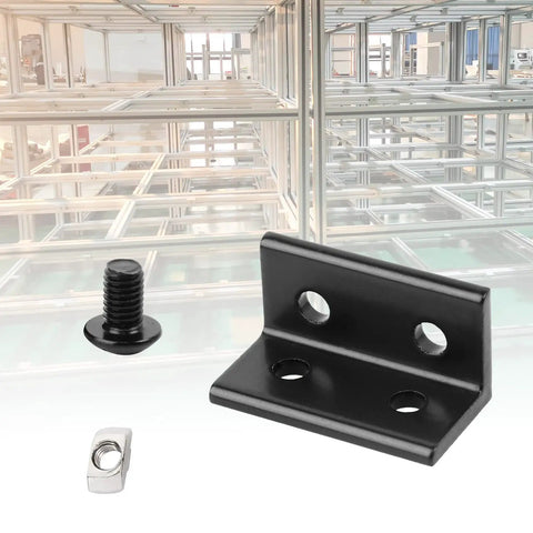 10 Pcs 4 Hole Inside Corner Bracket Kit for 2040 Aluminum Extrusion with 6mm Slot, a black 90 Degree L Bracket with M5 screw and T nut
