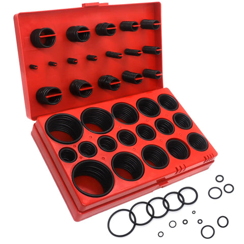 All In One Metric O Ring Kit With 32 Sizes In Buna N 70A Rubber Seals For Faucets Plumbing And Automotive Use 419 Pieces Durable Oil Resistant High Temp Tolerance For Quick Fixes. Red case with assorted black O-rings